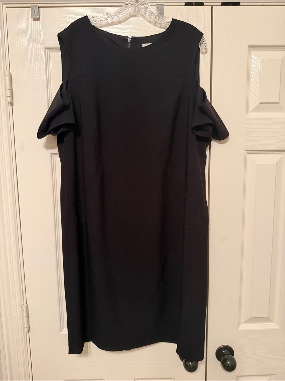 Chico's Black Cold-Shoulder Midi Dress Sz 3.5
